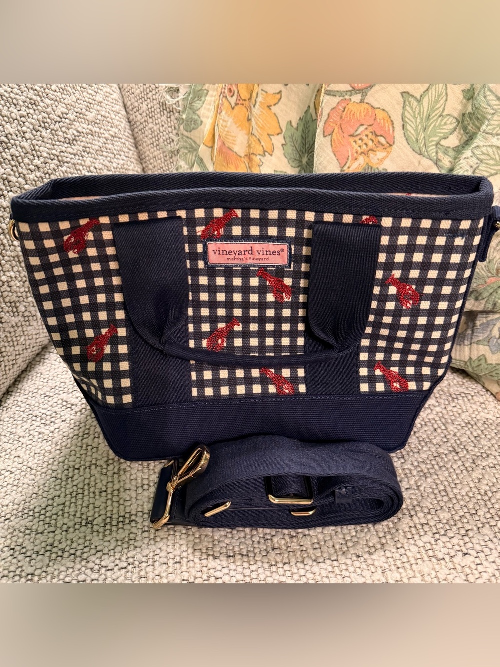 Vinyard Vines Lobster Embroidered Heritage Mini Tote